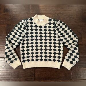 THML Cream & Dark Green Diamond Pattern Sweater Size Medium Worn Once